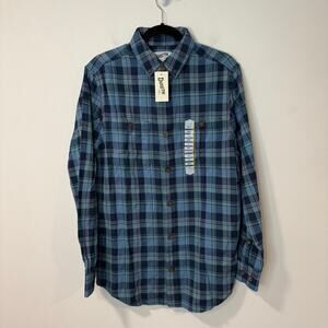 Duluth Trading Co Men's Free Swingin' Flannel Shirt Slim Fit Blue Medium NEW